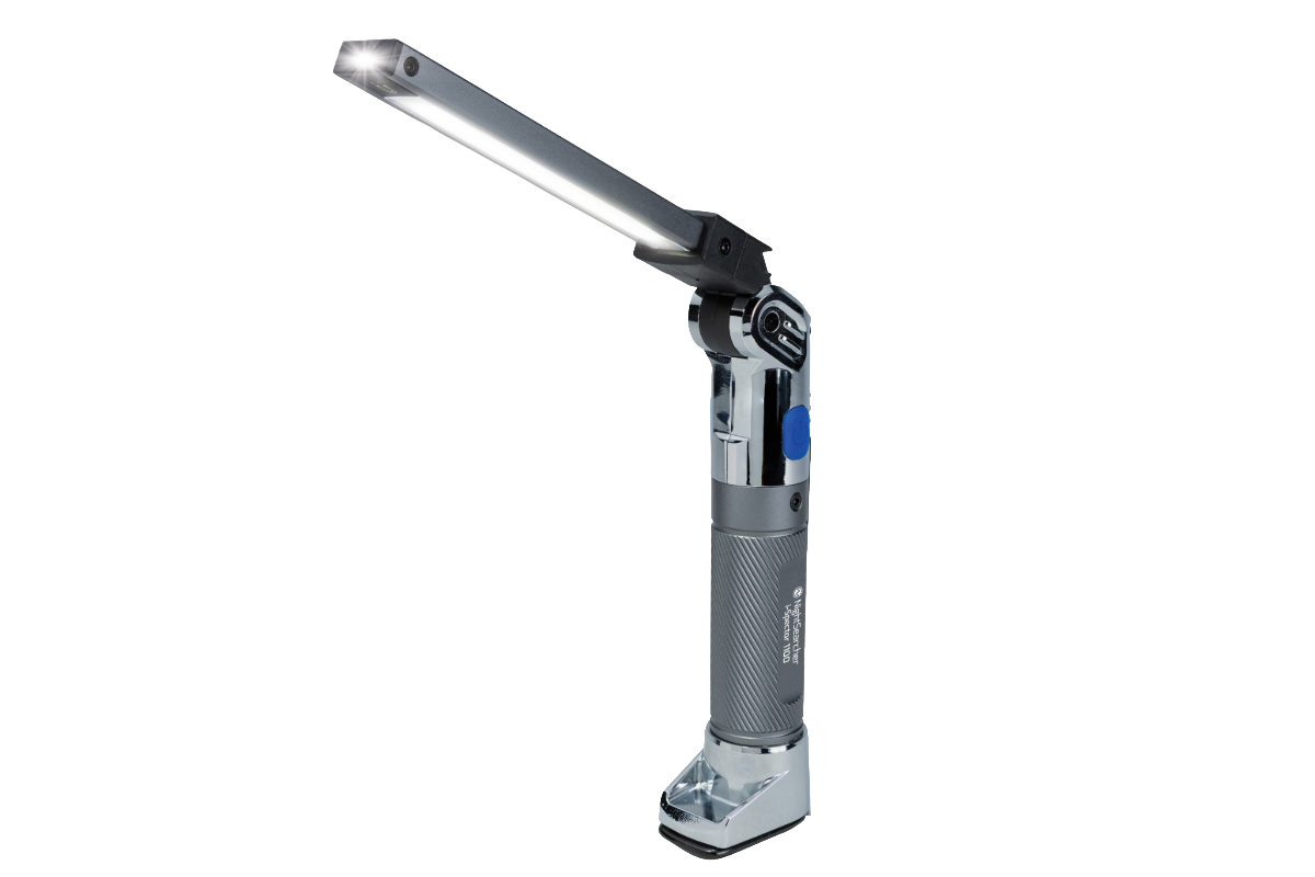 Handheld torch with a long neck on a white background